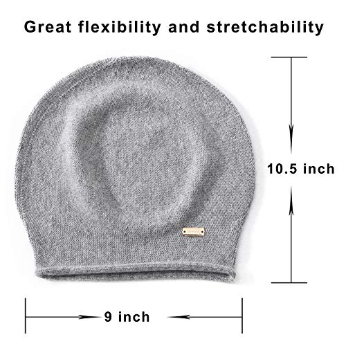 jaxmonoy Cashmere Slouchy Knit Beanie Hat for Women Winter Soft Warm Ladies Fleece Wool Knitted Skull Beanies Cap - Light Grey