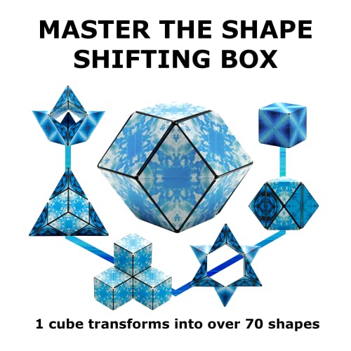 SHASHIBO Shape Shifting Box - Award-Winning, Patented Fidget Cube w/ 36 Rare Earth Magnets - Transforms Into Over 70 Shapes, Download Fun in Motion Toys Mobile App (Original Series - Blue Planet)