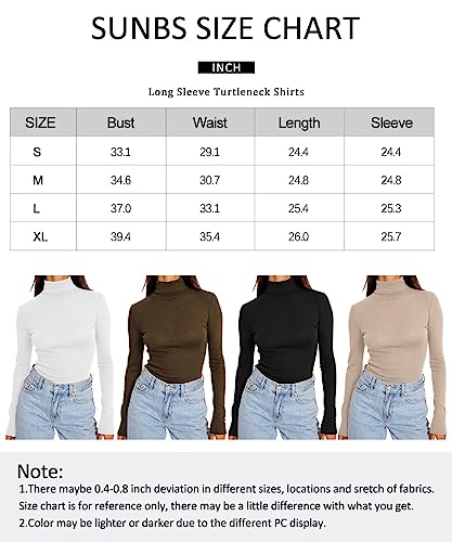 SUNBS Womens Fall Clothes Turtleneck Long Sleeve Shirts Mock Neck Tops Fashion Basic Layering Tight Stretch Pullover Thermal Underwear Scrub Winter Clothes 2024 BlackWhiteBeige3 S