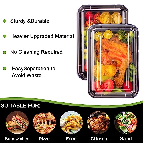 Moretoes 30 Pack 16oz Meal Prep Containers Reusable, Plastic Food Storages with Lids, Stackable Microwave Freezer Dishwasher Safe