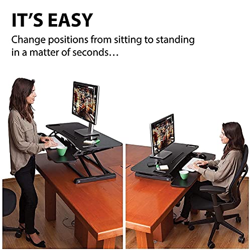 G-PACK PRO Adjustable Standing Desk Converter - Desk Riser Up to 19.3 inch for Dual Monitor Stand up Desk Top - Adjustable Desk Risers for Healthy Ergonomic Workstation - Black