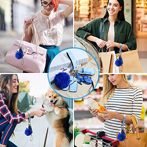 AMIR Safety Keychain Set for Women and Kids, 10 Pcs Safety Keychain Accessories, Self Defense Keychain Set for Girls with Safe Sound Personal Alarm, No Touch Door Opener, Whistle and Pom, Blue