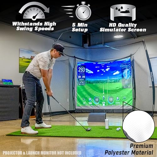 GoSports Range Cage 10 ft x 8 ft Golf Practice Hitting Net with Simulator Impact Screen