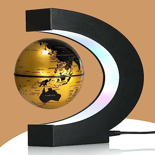 RTOSY Magnetic Levitation Floating Globe with LED Light, Office Decor, Levitating Globes Desk Decor & Shade, for Men/Father/Husband/Boyfriend/Kids/Boss/Women, Globe for Desk, Xmas Gifts