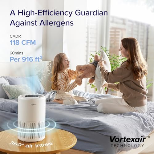 LEVOIT Air Purifier for Home Bedroom, Smart WiFi Alexa Control, Covers up to 916 Sq.Foot, 3 in 1 Filter for Allergies, Pollutants, Smoke, Dust, 24dB Quiet for Bedroom, Core 200S-P, White