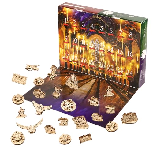 UGEARS Harry Potter Advent Calendar 2023 - Christmas Countdown Fidget Advent Calendar with 24 Fidget Model Wooden Models to Build for Adults - Christmas Advent Calendar with Christmas Tree Decorations