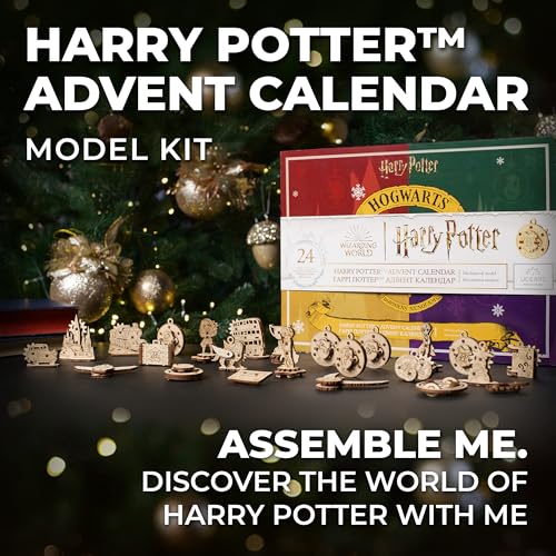 UGEARS Harry Potter Advent Calendar 2023 - Christmas Countdown Fidget Advent Calendar with 24 Fidget Model Wooden Models to Build for Adults - Christmas Advent Calendar with Christmas Tree Decorations