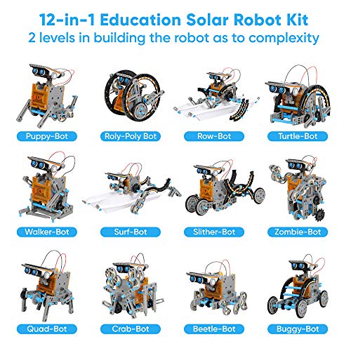 Sillbird STEM 12-in-1 Education Solar Robot Toys for Boys Ages 8-13, DIY Building Science Experiment Kit Birthday Gifts for Kids 8 9 10 11 12 13 Years Old, Solar Powered by The Sun