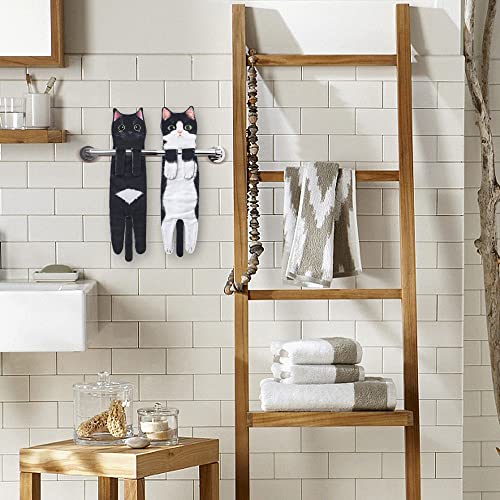 Cat Funny Hand Towels for Bathroom Kitchen - Cute Decorative Cat Decor Hanging Washcloths Face Towels Super Absorbent Soft - Mothers Day Easter House Warming Birthday Gifts for Women Cat Lovers