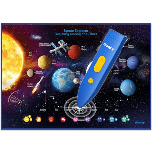 Bilingual Interactive Solar System Poster for Kids Learning and Educational Toys, Talking Educational Space Theme Wall Decor Ages 3 to 12 Years Old, Learning Chart for Preschool and Classroom