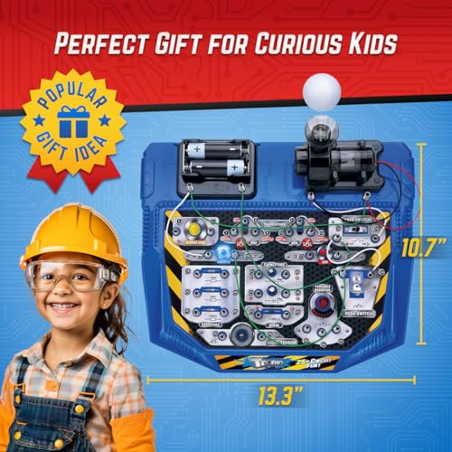 Playz Electrical Circuit Board Engineering Kit for Kids with 25+ STEM Projects Teaching Electricity, Voltage, Currents, Resistance, & Magnetic Science | Gift for Children Age 8, 9, 10, 11, 12, 13+