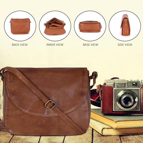 Ozora Handmade Leather Crossover Purse/Bag for Women with Adjustable Strap, YKK Zippers & Spacious Pockets