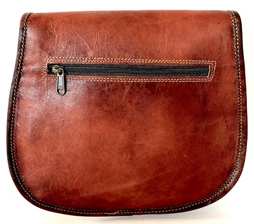 Firu-Handmade Women Vintage Style Genuine Leather Crossbody Shoulder Bag Satchel ladies Purse Saddle Bag Crossover Bags for Women Travel