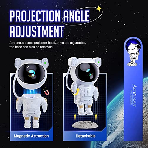 Star Projector Galaxy Night Light - Astronaut Space Projector, Starry Nebula Ceiling LED Lamp with Timer and Remote, Kids Room Decor Aesthetic, for Christmas, Birthdays, Valentine's Day