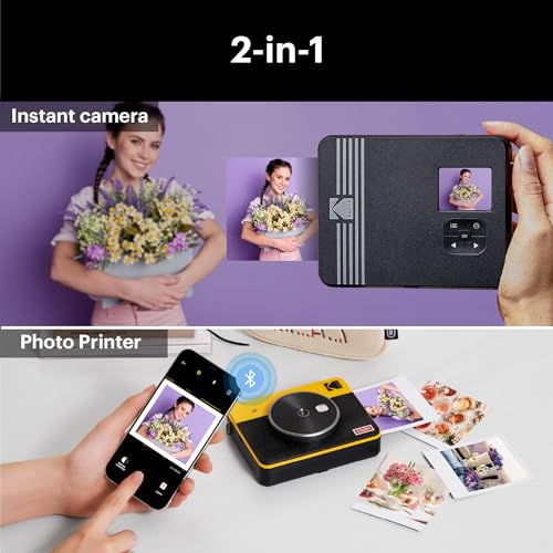 KODAK Mini Shot 3 Retro 4PASS 2-in-1 Instant Digital Camera and Photo Printer (3x3 inches) + 60 Sheets Cartridge Bundle, White