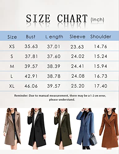 Bankeng Women Winter Wool Blend Camel Mid-Long Coat Notch Double-Breasted Lapel Jacket Outwear (Camel,M)