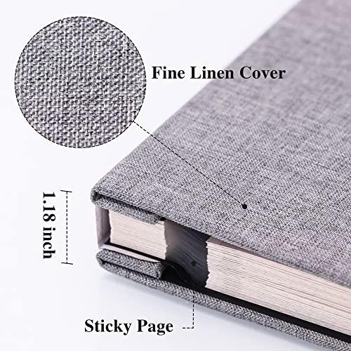 Vienrose Large Photo Album Self Adhesive for 4x6 8x10 Pictures Linen Scrapbook Album DIY 40 Blank Pages with A Metallic Pen