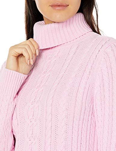 Amazon Essentials Women's Fisherman Cable Turtleneck Sweater (Available in Plus Size), Light Pink, Medium