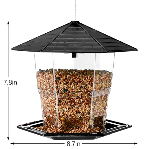 Jealoeur Bird Feeders for Outdoors Hanging Bird Feeder Wild Bird Seed, Black