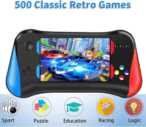 Handheld Game Console, 3.5'' LCD Screen Retro Handheld Video Game Console with Rechargeable Battery, Preloaded 500 Classic Retro Video GamesSupport 2 Players and TV Connection-1