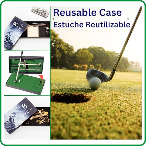 Packmitas Mini Golf Set with Golf Keychain and Golf Pens is The Ideal Desk Golf Game. Our Set of Golf Accessories Offers More Than One Option of Golf Gifts for Men and Women Golfers