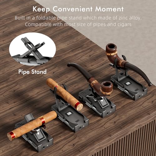 FANKAI Multifunctional Pipe Lighter, Built-in Pipe Stand, 3 in 1 Cleaner Tools, Refillable Butane Lighter with Angled Soft Flame, Handy Gas Lighter for Pipe Gift