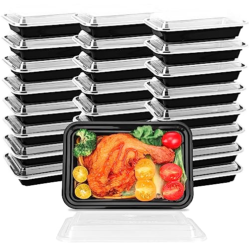 Moretoes 30 Pack 16oz Meal Prep Containers Reusable, Plastic Food Storages with Lids, Stackable Microwave Freezer Dishwasher Safe