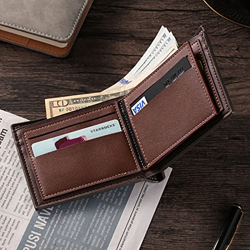 REMFACIO Custom Wallets for Men Personalized Mens Wallets Customized Leather Wallet with Photo Engraved Wallets for Dad Husband Boyfriend (Style 1)