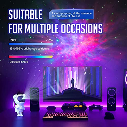 Star Projector Galaxy Night Light - Astronaut Space Projector, Starry Nebula Ceiling LED Lamp with Timer and Remote, Kids Room Decor Aesthetic, for Christmas, Birthdays, Valentine's Day