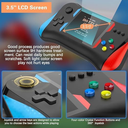 Handheld Game Console, 3.5'' LCD Screen Retro Handheld Video Game Console with Rechargeable Battery, Preloaded 500 Classic Retro Video GamesSupport 2 Players and TV Connection-1