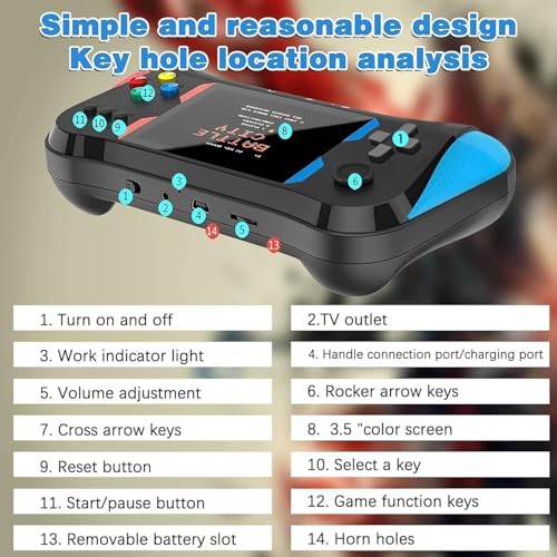 Handheld Game Console, 3.5'' LCD Screen Retro Handheld Video Game Console with Rechargeable Battery, Preloaded 500 Classic Retro Video GamesSupport 2 Players and TV Connection-1