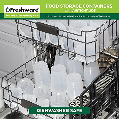 Freshware Food Storage Containers [50 Set] 8 oz Plastic Deli Containers with Lids, Slime, Soup, Meal Prep Containers | BPA Free | Stackable | Leakproof | Microwave/Dishwasher/Freezer Safe