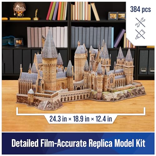 4D Build, Harry Potter Deluxe Hogwarts Castle with Astronomy Tower & Great Hall Over 2ft. Wide Model Kit 384 Pcs | 3D Puzzles for Adults & Teens 12+