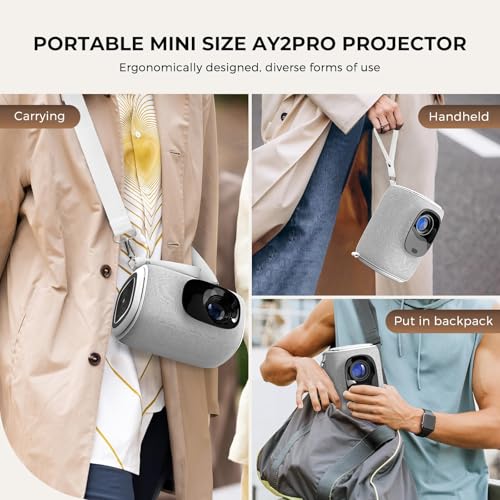 [Ultra Low Noise & Lens Cap-Dustproof] Mini Projector With WiFi And Bluetooth, ONOAYO GivingYou AY2Pro Portable Projector 550 ANSI, Electric Focus & Auto Keystone,Outdoor Projector For Phone/Laptop