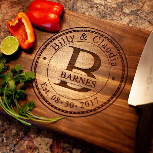 Handmade Custom Cutting Board - Personalized Cutting Board With Engraved Name & Date - Personalized Charcuterie Board - Perfect Newlywed Gift - Wedding Anniversary Gifts for Couple