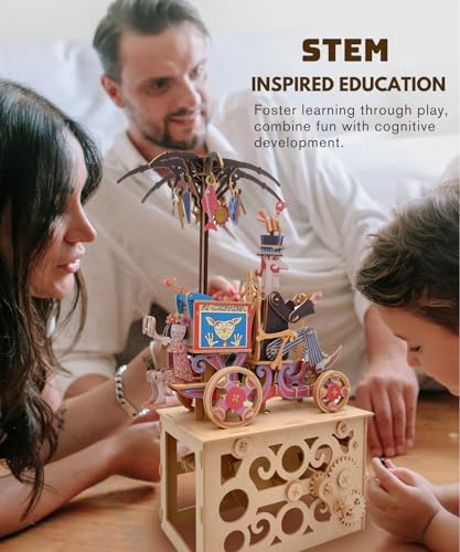 iló 3D Puzzles for Adults, DIY Mechanical Wooden Puzzle Model Kit for Adults & Teens, Building Sets for Kids 14+, STEM Toys Brainteaser, Unique Gift, Decor, Music Box Optional Not Included, Puppeteer