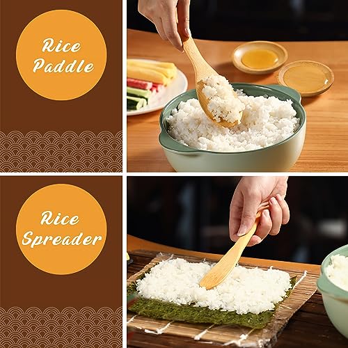 Delamu Sushi Making Kit, Upgrade 22 in 1 Sushi Maker Bazooker Roller Kit with Bamboo Mats, Chef's Knife, Triangle/Nigiri/Gunkan Sushi Rice Mold, Chopsticks, Sauce Dishes, Rice Spreader, User Guide