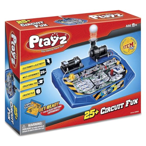 Playz Electrical Circuit Board Engineering Kit for Kids with 25+ STEM Projects Teaching Electricity, Voltage, Currents, Resistance, & Magnetic Science | Gift for Children Age 8, 9, 10, 11, 12, 13+