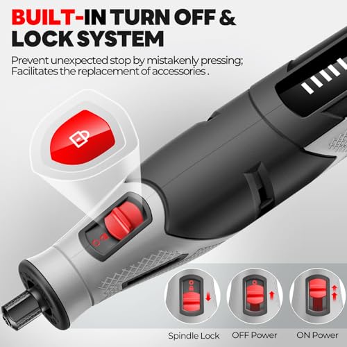 Cordless Rotary Tool - 4V Rotary Tool Kit, PHALANX Rotary Tool 80 PCS Accessories 4000mAh Li-Ion Battery, Type-C Charging 9 Speed Engraving Tool for Wood Cutting Sanding Crafts Carving Resin Polishing