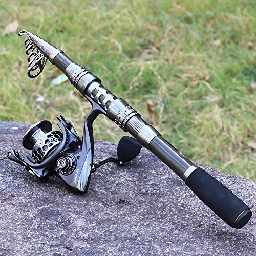 Sougayilang Fishing Rod Combos with Telescopic Fishing Pole Spinning Reels Fishing Carrier Bag for Travel Saltwater Freshwater Fishing-1.8M/5.91FT