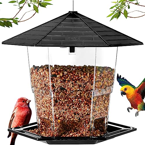 Jealoeur Bird Feeders for Outdoors Hanging Bird Feeder Wild Bird Seed, Black