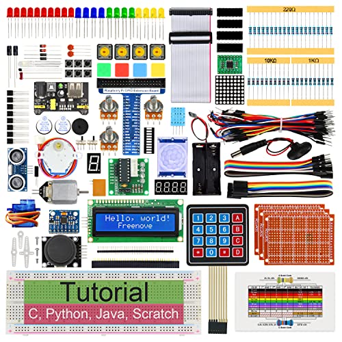 Freenove Ultimate Starter Kit for Raspberry Pi 5 4 B 3 B+ 400, 558-Page Detailed Tutorial, Python C Java Scratch Code, 223 Items, 104 Projects