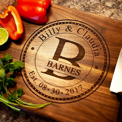 Handmade Custom Cutting Board - Personalized Cutting Board With Engraved Name & Date - Personalized Charcuterie Board - Perfect Newlywed Gift - Wedding Anniversary Gifts for Couple