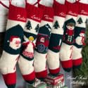 Christmas Stocking Personalized Hand Knit Vintage Angel Stocking