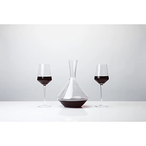 Viski Raye Bordeaux Wine Glasses & Decanter Set - Premium Crystal Clear Glass, Modern, Stemmed, Flat Bottom, Red Wine Gift - Set of 3 , 16 oz and 30 oz