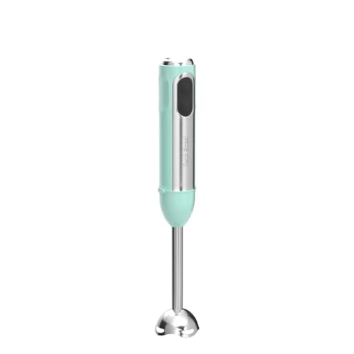 Powerful Immersion Blender, Electric Hand Blender 500 Watt with Turbo Mode, Detachable Base. Handheld Kitchen Blender Stick for Soup, Smoothie, Puree, Baby Food, 304 Stainless Steel Blades (Aqua)