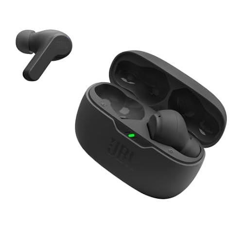 JBL Vibe Beam - True Wireless JBL Deep Bass Sound Earbuds, Bluetooth 5.2, Water & Dust Resistant, Hands-free call with VoiceAware, Up to 32 hours of battery life (Black)