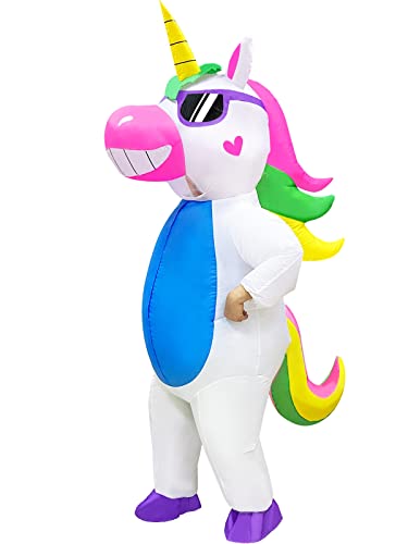 Camlinbo Halloween Inflatable Unicorn Costume for Adults Kids Full Body Blow up Halloween Costumes Party Cosplay