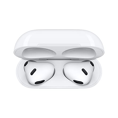 Apple AirPods (3rd Generation) Wireless Ear Buds, Bluetooth Headphones, Personalized Spatial Audio, Sweat and Water Resistant, Lightning Charging Case Included, Up to 30 Hours of Battery Life