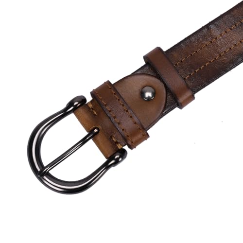 HOLMANSE Italian Vegetable Tanned Full Grain Leather Casual Jean Belt Men Genuine Leather Western Golf Cowboy Belt 7 Holes